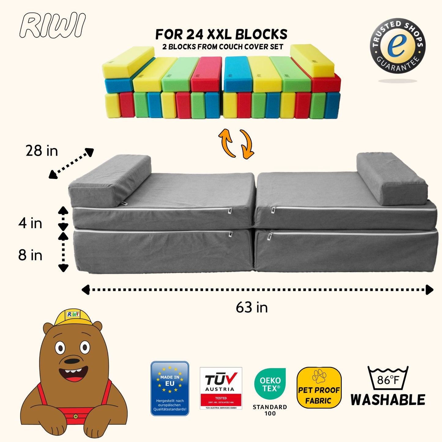 RIWI® Couch Cover (for 24 XXL building blocks)
