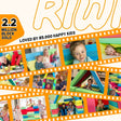 Children playing with colorful RIWI blocks, surrounded by text about 2.2 Million sold blocks and happy kids.